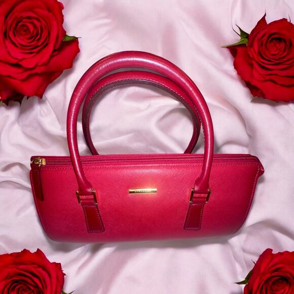 Burberry Leather Red Nova Check Pattern Tubular Bag w/COA - Picture 2 of 8